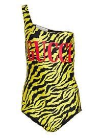 gucci tiger striped yellow one shouderswimsuit|Gucci tiger accessories.